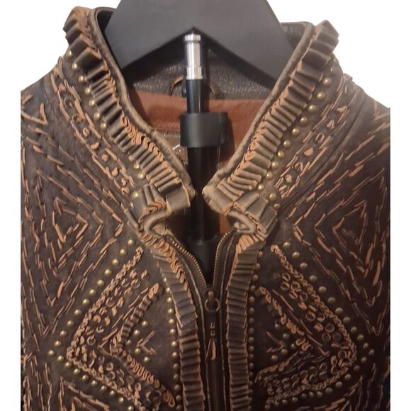 Double D Ranch Anasazi Leather Jacket Large Limited Edition Western Unique Rare - Picture 2 of 9